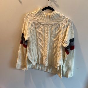 white revolve cable knit sweater